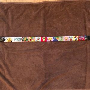 GARDENING NEEDLEPOINT/LEATHER BELT